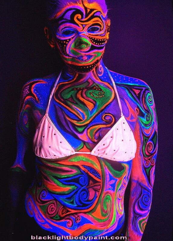 Blacklight Bodypaint Body Art Swimsuit Body Painting Poster by Hilary Leigh  - Fine Art America