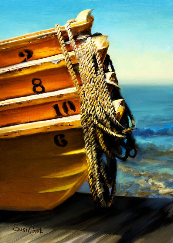 Boat Poster featuring the painting Boat Ropes by Suni Roveto