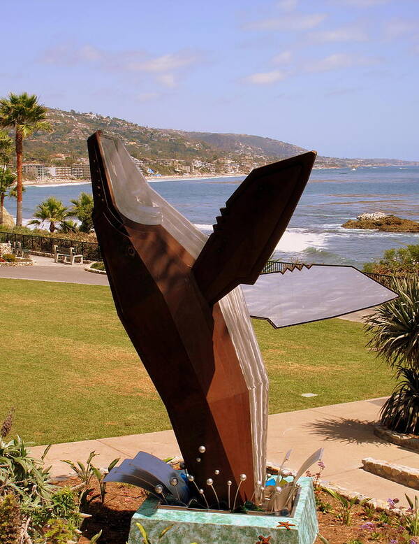 Laguna Beach Poster featuring the photograph Breaching Whale by Linda Larson