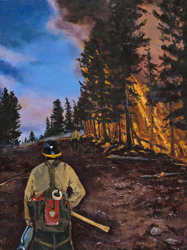 Wildland Fire Poster featuring the painting Burnout by Les Herman