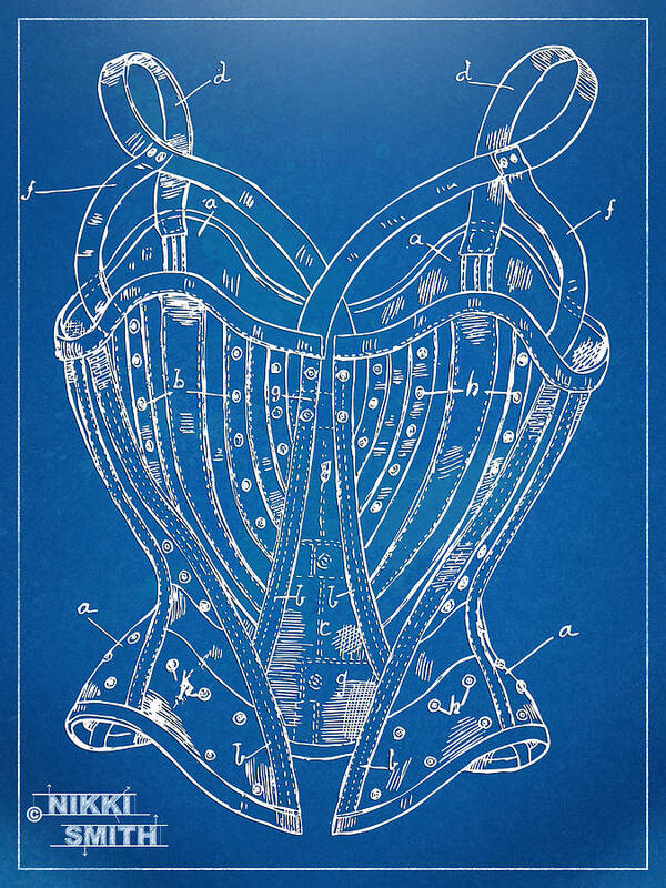Corset Poster featuring the digital art Corset Patent Series 1905 French by Nikki Marie Smith