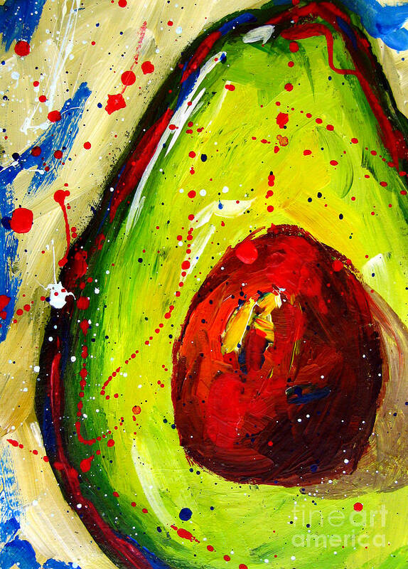 Modern Avocado Art Poster featuring the painting Crazy Avocado 2 - Modern Art by Patricia Awapara