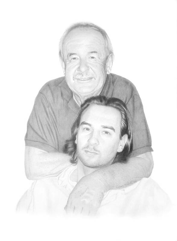Portrait Poster featuring the drawing Father and Son by Conrad Mieschke