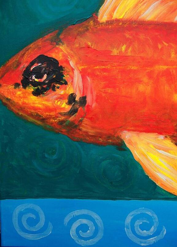 Mixed Media Poster featuring the painting Feesh by Krista Ouellette