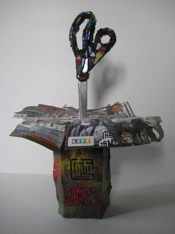 Sculpture Poster featuring the mixed media Games Rock-Paper-Scissors by Mark Lubich