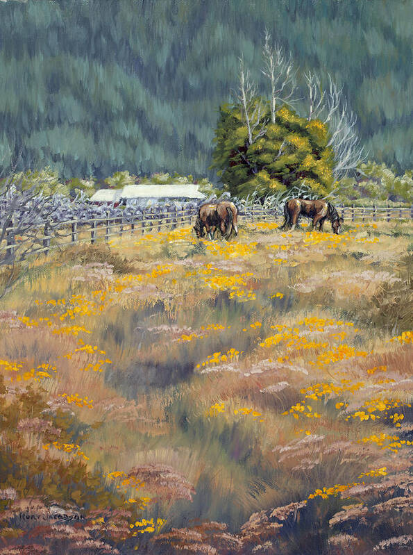 Farm Poster featuring the painting Grazing by Kurt Jacobson
