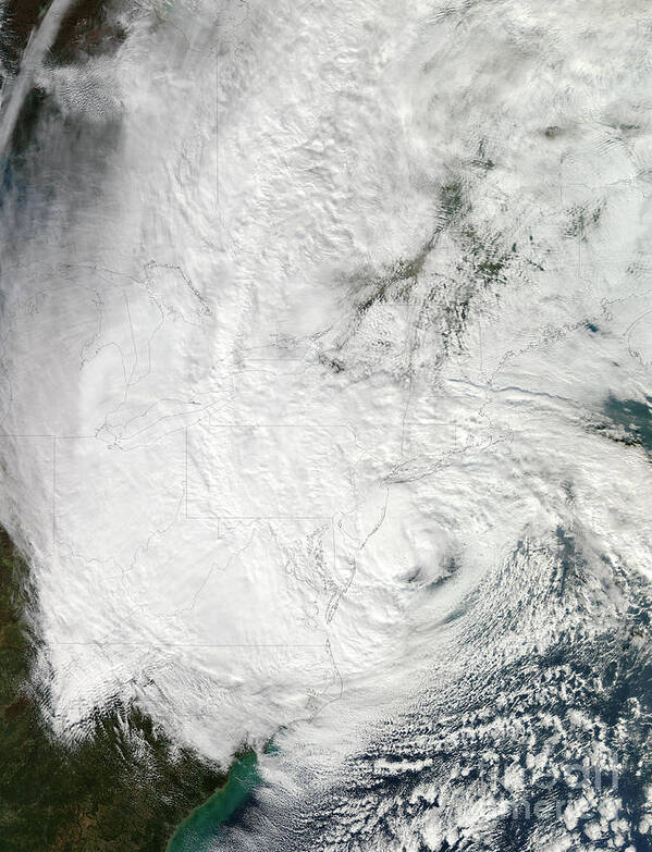 New York Poster featuring the photograph Hurricane Sandy Making Landfall by Stocktrek Images