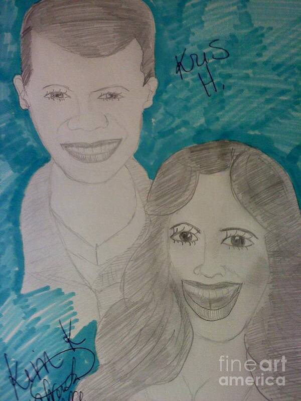 Celebrities T.v. Show Poster featuring the drawing Kim Kardashian and Kris Humphires by Charita Padilla