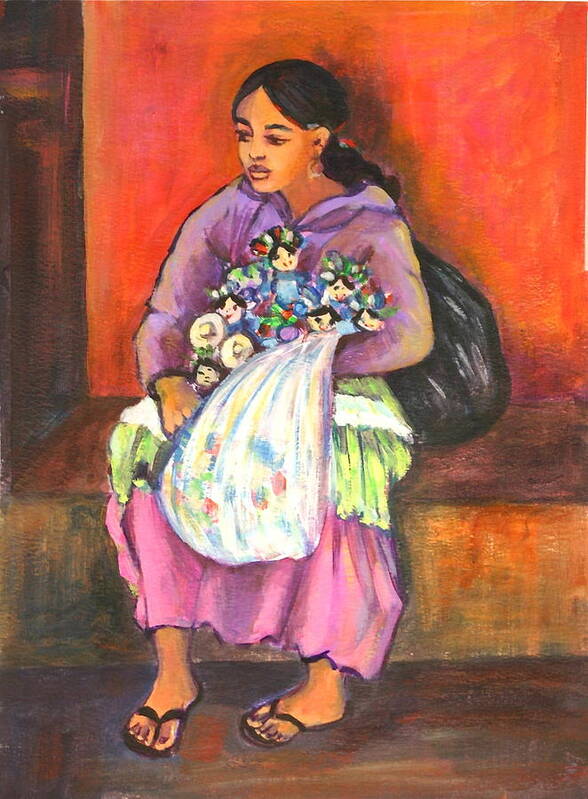 Portrait Poster featuring the painting La Vendedora by Susan Santiago