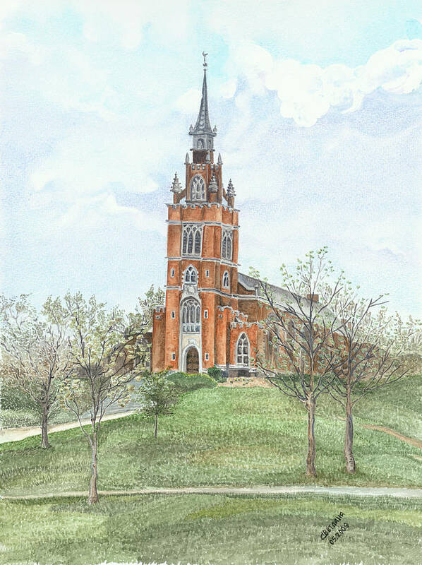 Landscape Poster featuring the painting Memorial Chapel by Svetlana Jenkins
