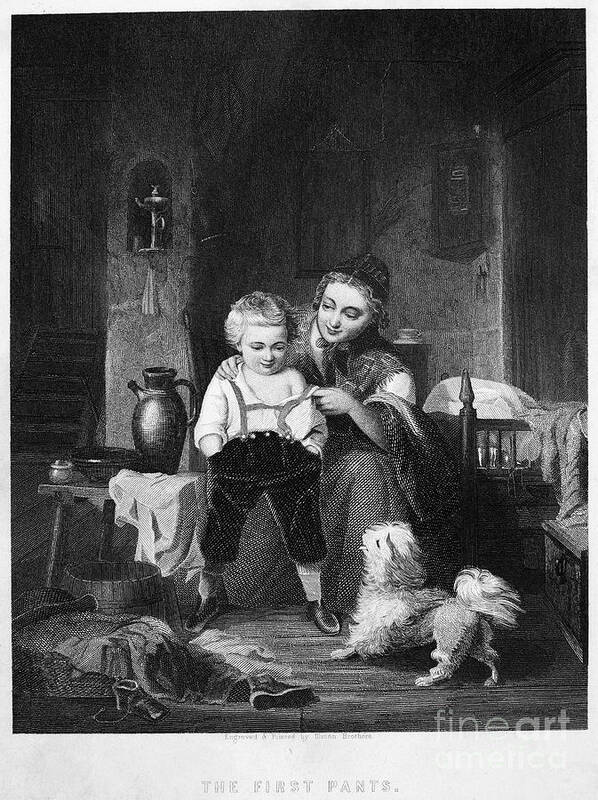 1850 Poster featuring the photograph Mother And Child, 1850 by Granger
