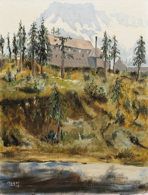 Painting Poster featuring the painting Mount Baker Lodge by Alan Mager