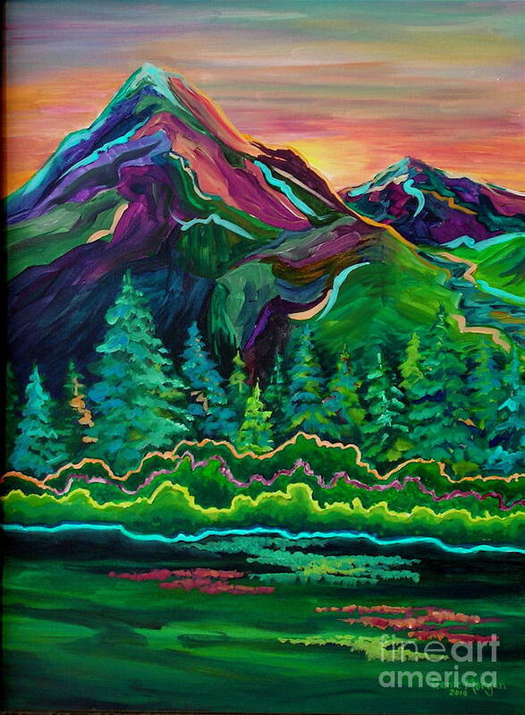 Mountain Landscape Poster featuring the painting Mountain Splendor by Genie Morgan