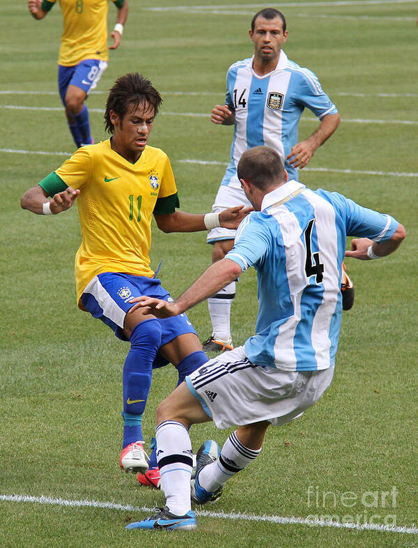 Lee Dos Santos Poster featuring the photograph Neymar Doing His Thing III by Lee Dos Santos