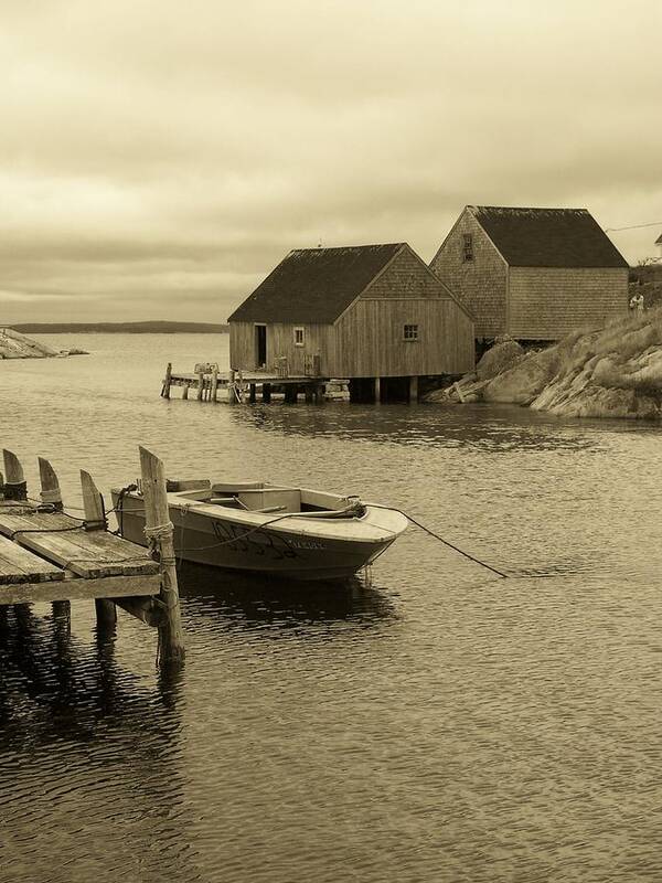 Sepia Poster featuring the photograph Peggys Cove in Sepia by Richard Bryce and Family