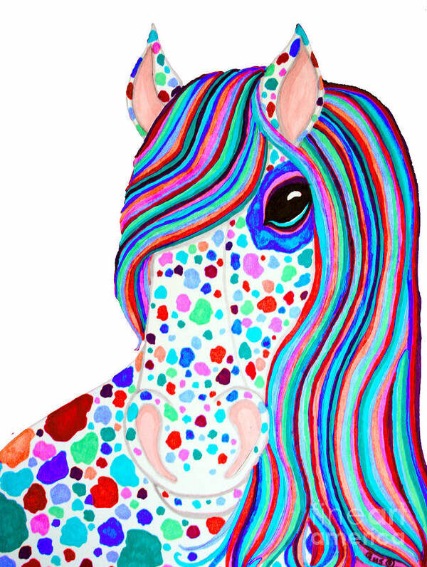 Rainbow Spotted Horse Poster featuring the drawing Rainbow Spotted Horse 2 by Nick Gustafson