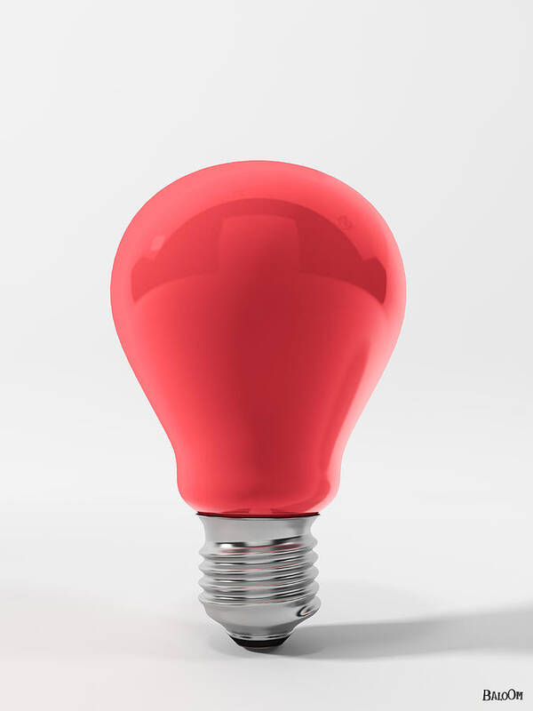 Red Lamp Poster featuring the digital art Red Lamp by BaloOm Studios