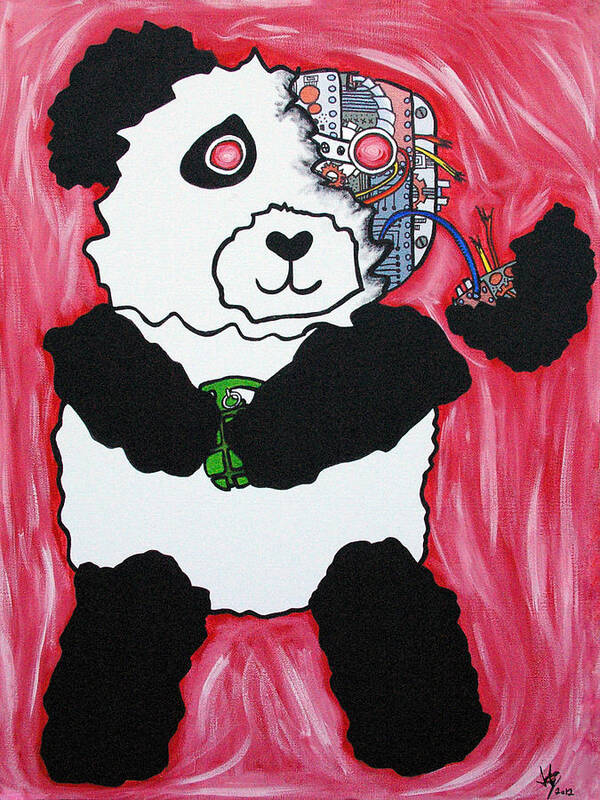 Robot Poster featuring the painting Robot Panda by Jera Sky