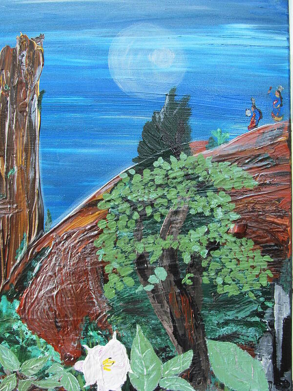 Desert Poster featuring the painting Sacred Moon by Susan Voidets