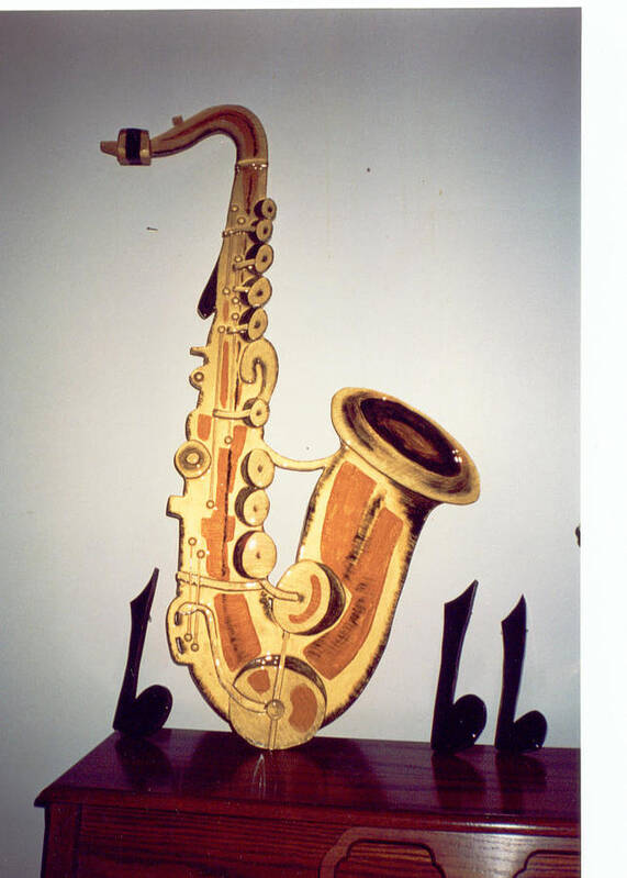 Saxaphone Poster featuring the mixed media Saxaphone by Val Oconnor