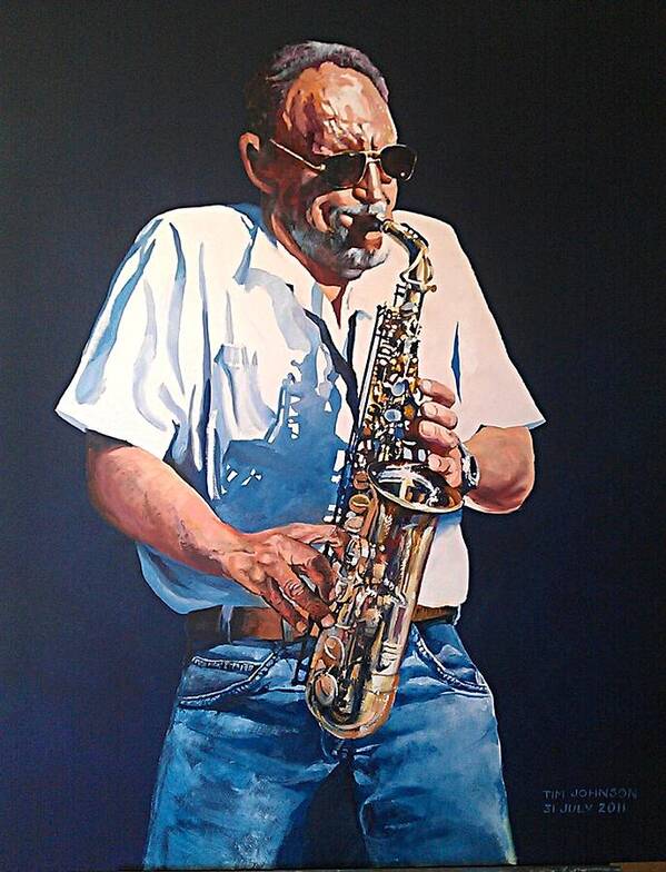 Willie Van Zyl Poster featuring the painting Saxophone by Tim Johnson