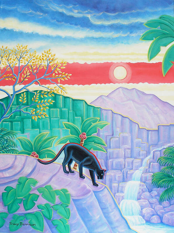 Black Jaguar Poster featuring the painting Shangra-la by Tracy Dennison