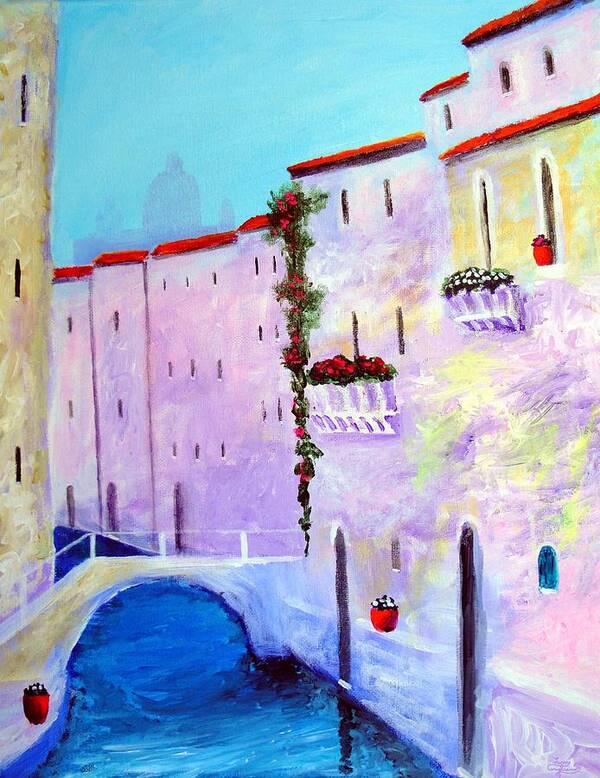 Side Canal Of Venice Poster featuring the painting Side Canal Of Venice by Larry Cirigliano