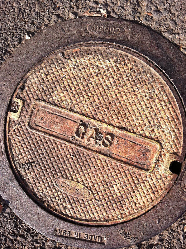 Sign Photographs Poster featuring the photograph Sidewalk Gas Cover by Bill Owen