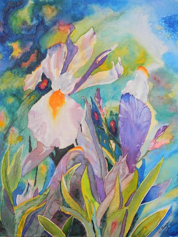Silver Beauty Iris Poster featuring the painting Silver Beauty Iris by Warren Thompson