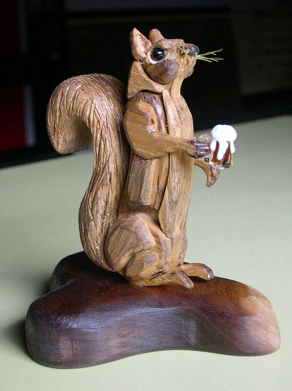 Squirrel Poster featuring the sculpture Squirrel With Beer by Thomas Thomas