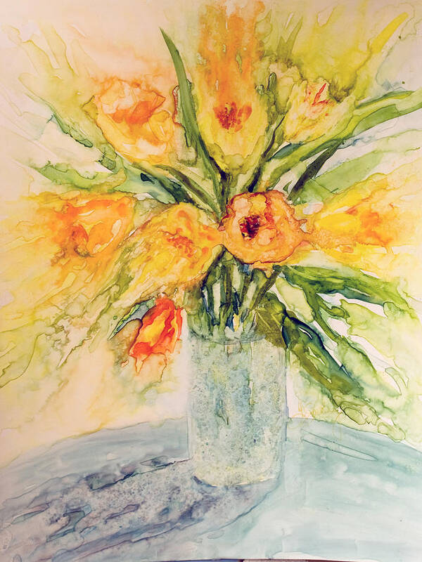 Tulips Poster featuring the painting Sunny Bouquet by Jo Smoley