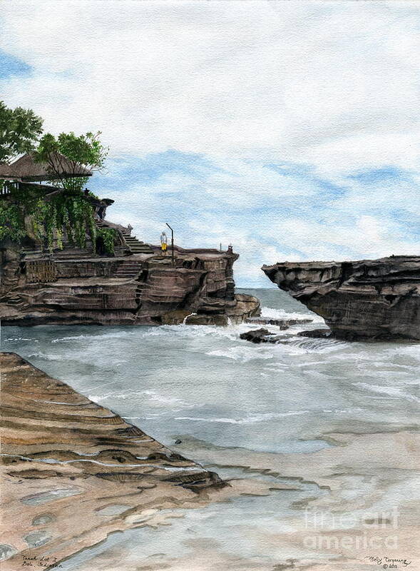 Bali Poster featuring the painting Tanah Lot Temple II Bali Indonesia by Melly Terpening