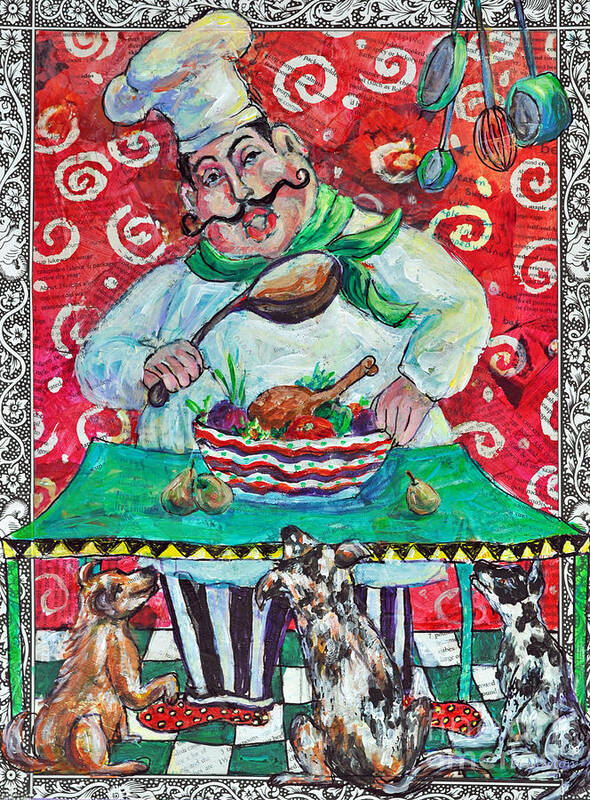 Mixed Media Poster featuring the mixed media The Happy Chef by Li Newton