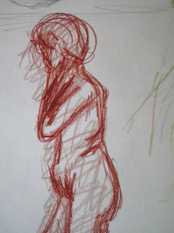 Woman Poster featuring the drawing Thinking - Life Drawing by Anna Ruzsan