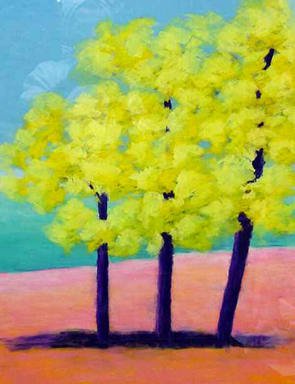 Trees Poster featuring the painting Three Trees on Beach by Karin Eisermann