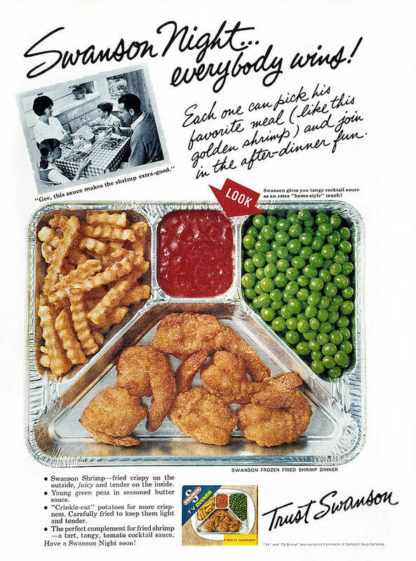 1963 Poster featuring the photograph Tv Dinner Ad, 1963 by Granger