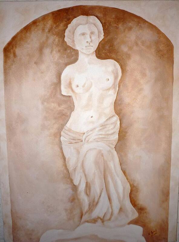 Venus De Milo Poster featuring the painting Venus De Milo in Arch by Cecile Smit