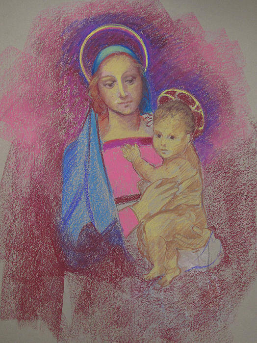 Christmas Poster featuring the painting Virgin Mary with Baby Jesus by Suzanne Giuriati Cerny