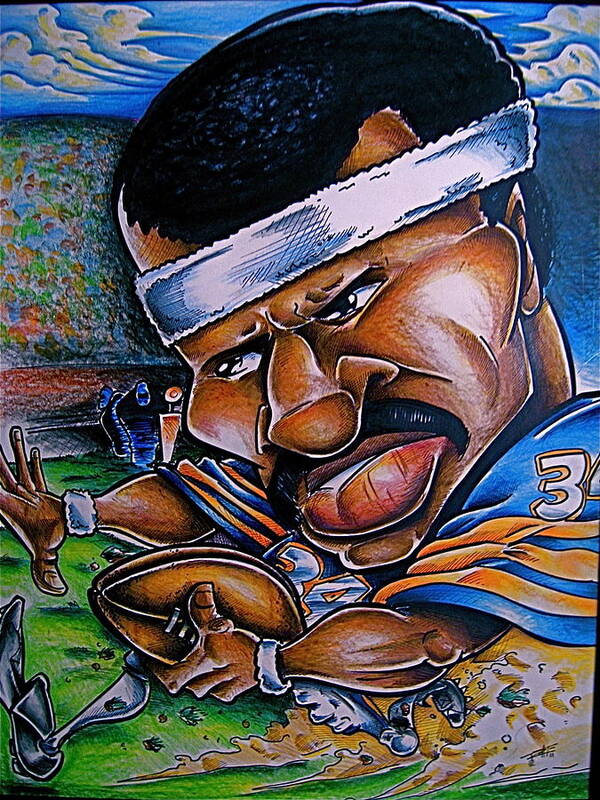 Walter Payton. Big Mike Roate Poster featuring the drawing Walter Payton by Big Mike Roate