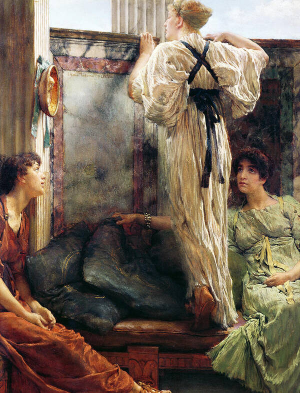 Who Is It? Poster featuring the painting Who Is It by Lawrence Alma-Tadema