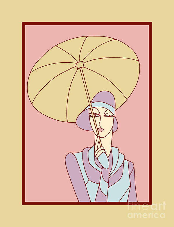 Flapper Girl Poster featuring the digital art   Jazz age flapper girl with umbrella art deco by Heidi De Leeuw