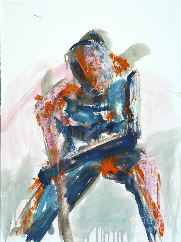 Gesture Poster featuring the painting 04954 Athlete by AnneKarin Glass