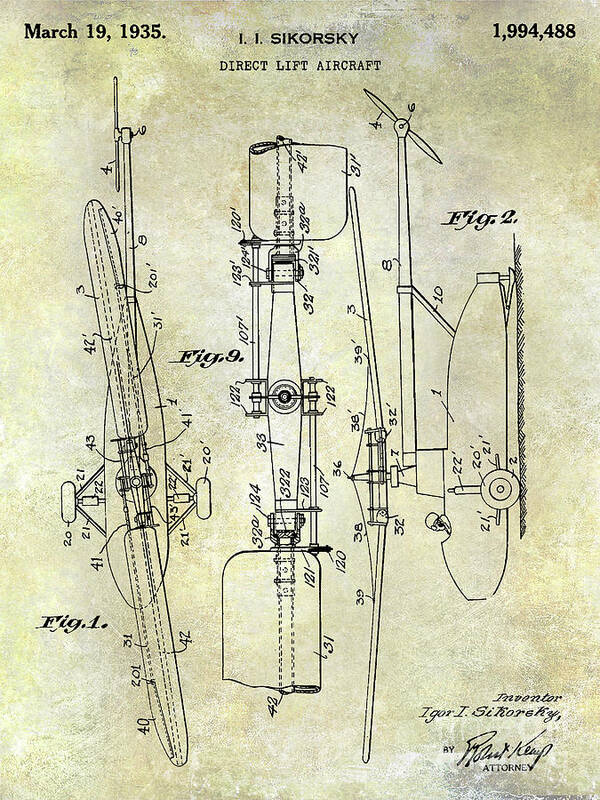 1935 Helicopter Patent Poster featuring the photograph 1935 Helicopter Patent by Jon Neidert