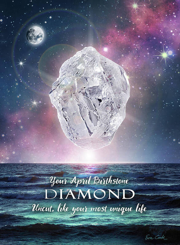 April Poster featuring the digital art April Birthstone Diamond by Evie Cook