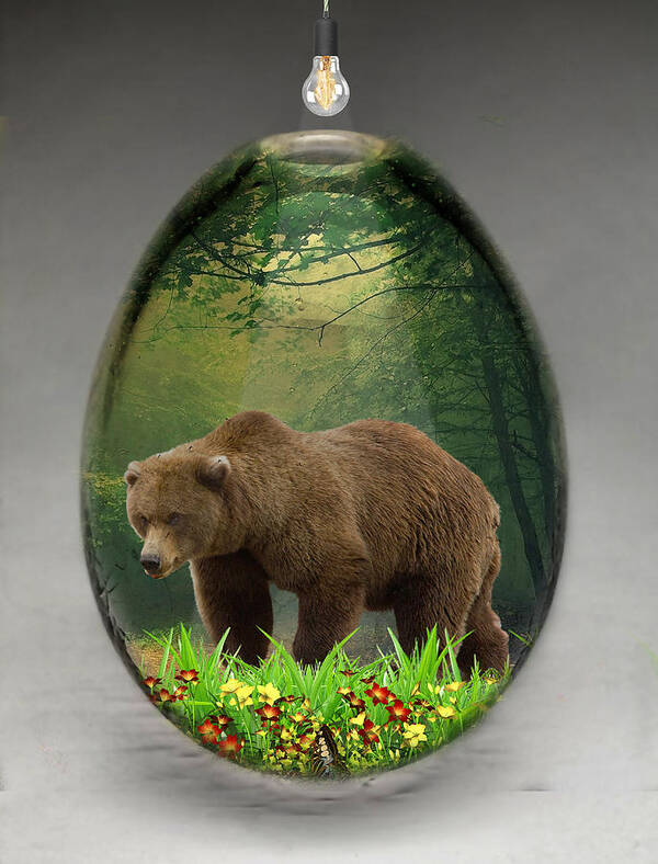 Bear Poster featuring the mixed media Bear Art #1 by Marvin Blaine