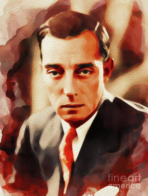 Buster Poster featuring the painting Buster Keaton, Hollywood Legend #1 by Esoterica Art Agency