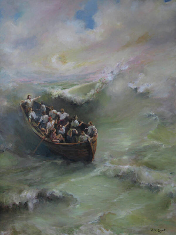 Calming The Storm Poster featuring the painting Calming the storm #1 by Tigran Ghulyan