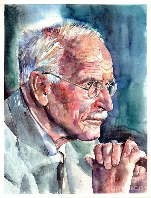 Carl Poster featuring the painting Carl Gustav Jung portrait #1 by Suzann Sines
