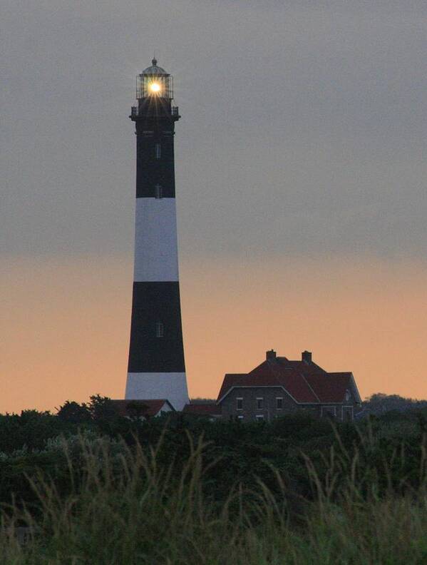 Lighthouse Poster featuring the photograph Fire Island Flash #1 by Christopher J Kirby