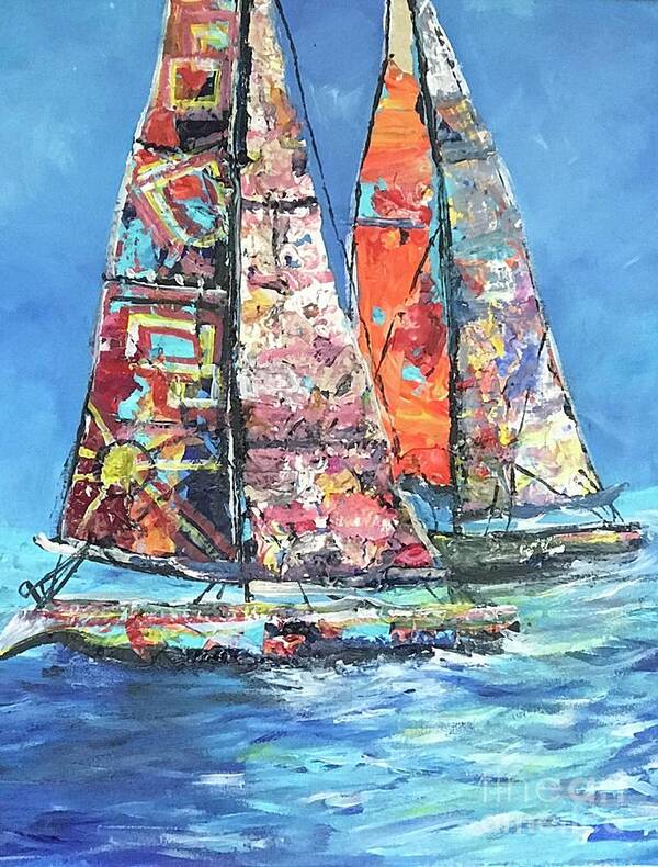 Sails Poster featuring the painting Free Sailing #1 by Sherry Harradence